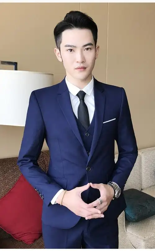 西服套装男外套五件套男士西装韩版学生面试职业装正装上班工作服伴郎