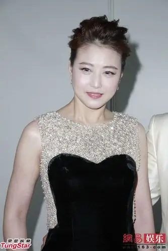 周海媚着抹胸透视裙参加颁奖礼