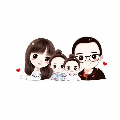 幸福一家四口图片,手绘头像设计,你喜欢吗?
