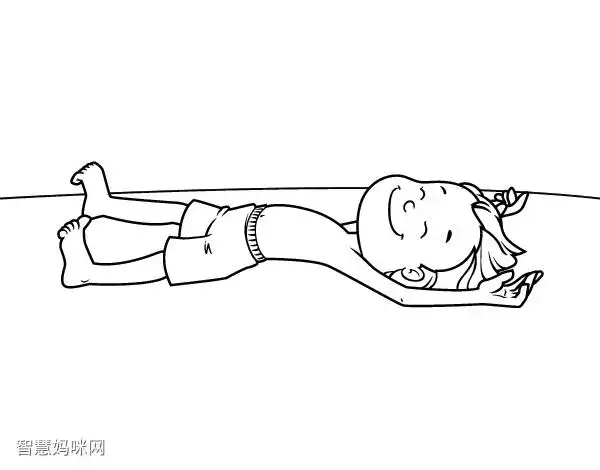 沙滩上晒太阳的男孩简笔画图片