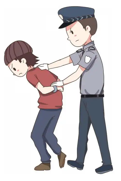 卡通漫画风格抓捕罪犯的警察图片免抠png素材