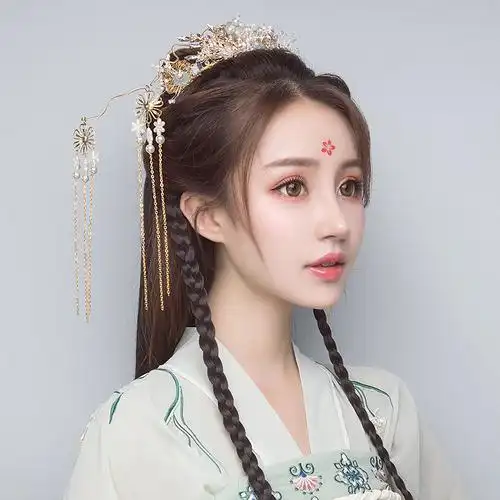 汉服头饰簪钗冠新款超仙古风女古代发饰束发发冠步摇流苏古装配饰