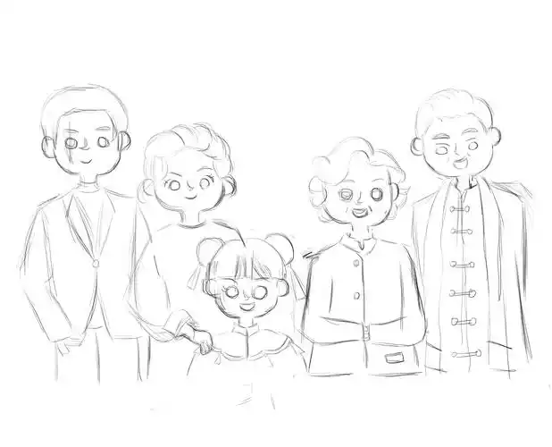 全家福简笔画五口之家手绘全家福详细步骤