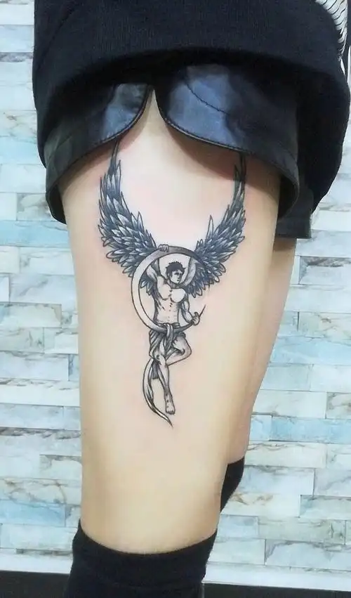 守护天使纹身图片腿部新传统纹身图案