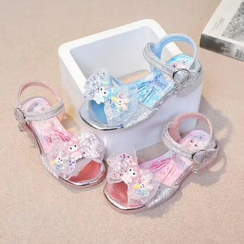女童鞋子儿童公主凉鞋2024夏季新款女孩宝宝软底洋气水晶凉鞋