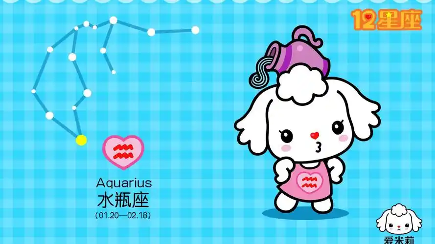 动漫 卡通 插画 十二星座 水瓶座 爱米莉 儿童桌面专用 动漫卡通壁纸