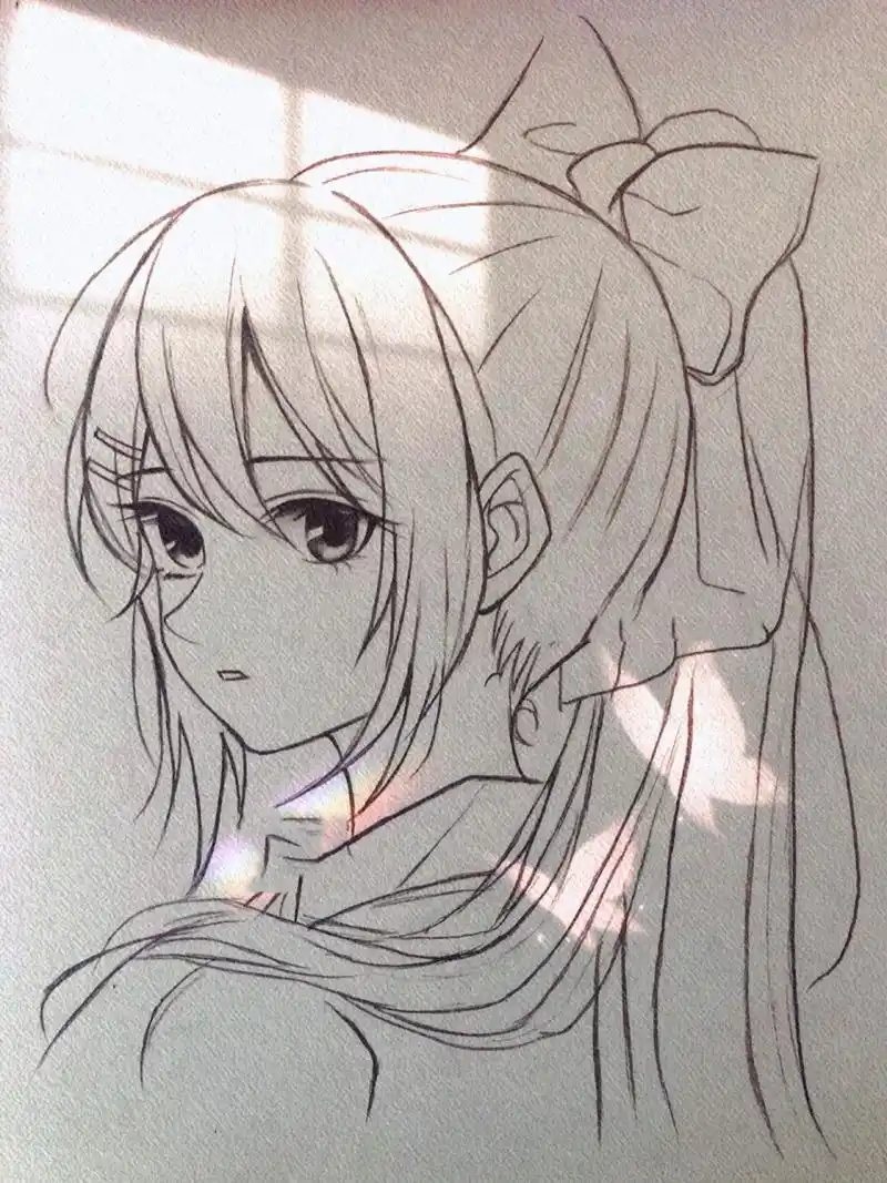 画教程61手绘女孩](过程图) 临摹出处: 工具:自动铅笔 老人头素描纸