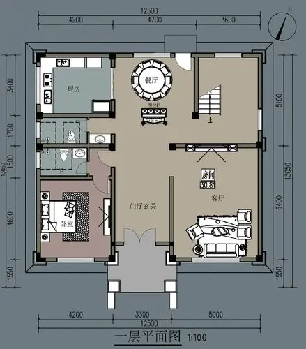 5米x13.05米,农村自建房钢结构别墅户型图