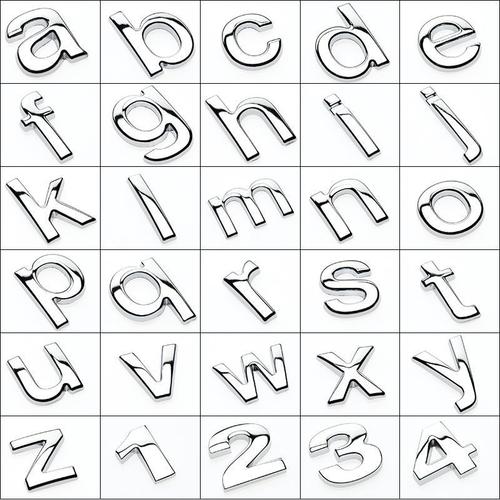 小写字母贴英文字母符号金属装饰3d立体车贴数字改装标车贴标尾标