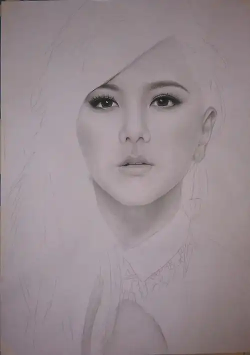 炭笔元素 邓紫棋素描人物明星肖像