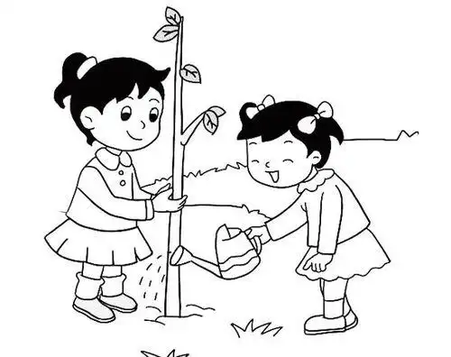 植树节简笔画种树的小朋友简笔画图片–爱娃简笔画小孩种树简笔画我们