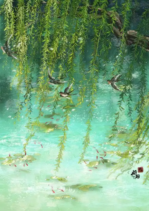 春风折柳-插画古风原创作品-触站