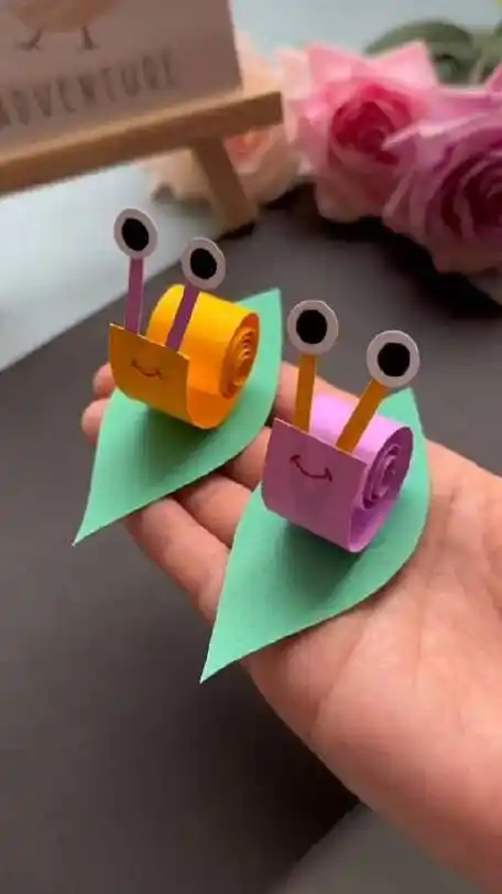 卡纸做简单好玩的小蜗牛手工,可可爱爱,快来试试吧
