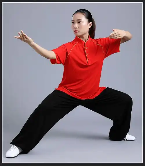 夏季短袖太极服男女单件上衣儿童太极t恤服装太极拳练功服武术服