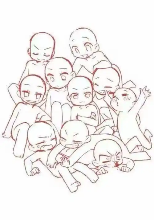 多人动作q版绘画参考