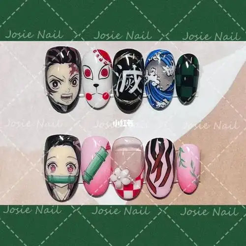 鬼滅の刃  #鬼滅之刃美甲  #炭治郎  #弥豆子#鬼灭之刃  系列手绘