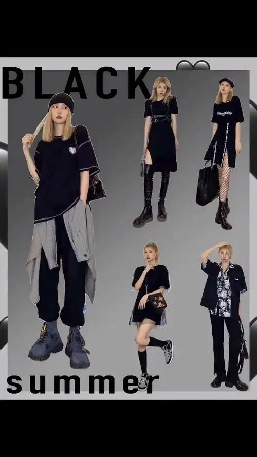 模特穿搭allblack潮酷风5套黑色系穿搭