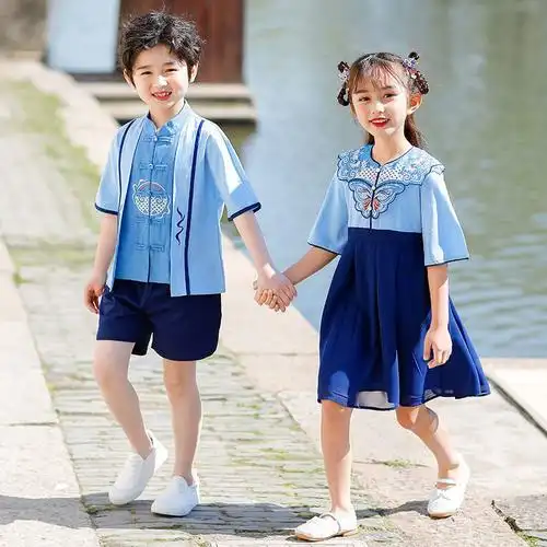 正品夏季新款幼儿园园服中国风小学生校服唐装民族风汉服