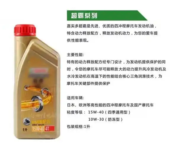 超霸嘉实多超劲活能超级奔程4t机油1踏板摩托车机油四冲程