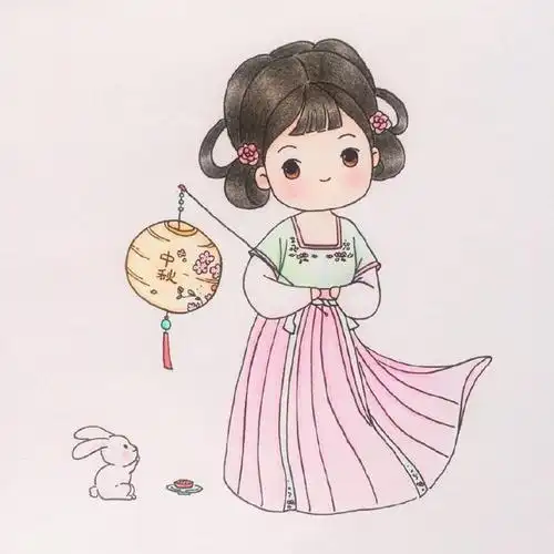 简笔画古风汉服小姑娘真的太可爱啦图爱画画的橙子676767