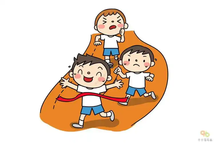 两个小朋友在操场上跑步简笔画