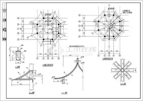 某三层八角塔cad详细施工说明全套图纸