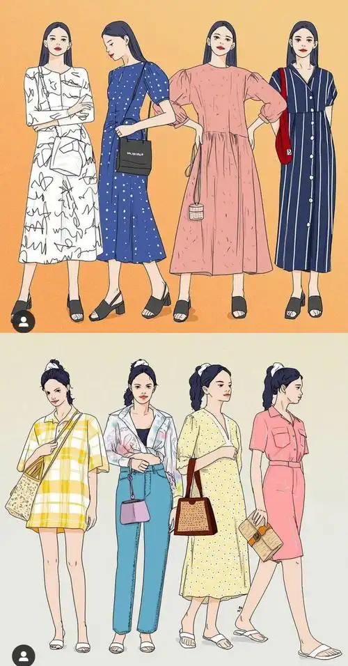 韩国插画家 jihyeillust 手绘穿搭合集参考