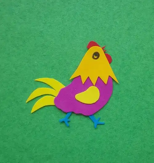 教你用彩色海绵纸制作儿童粘贴画大公鸡的详细图解_简单手工_巧艺网