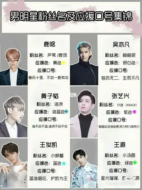 男明星粉丝名和应援口号有你家爱豆吗?_明星资讯_娱乐_明星娱乐资讯