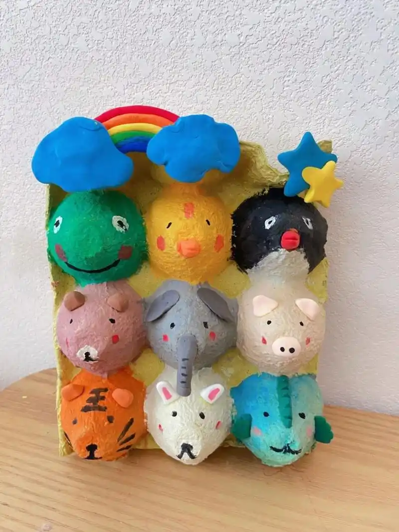 亲子手工绘画96|鸡蛋盒大改造|废物利用 材料96:鸡蛋盒/托,宝宝