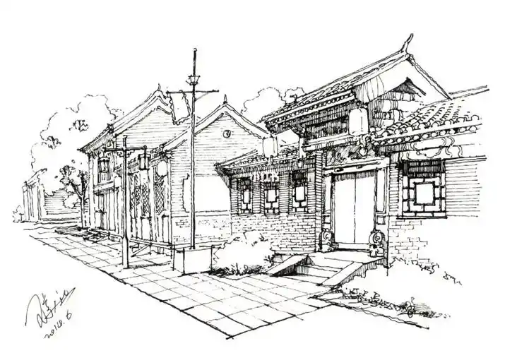 景观手绘  #考研手绘  #我的绘画日常  #中国古建筑  #古建筑速写