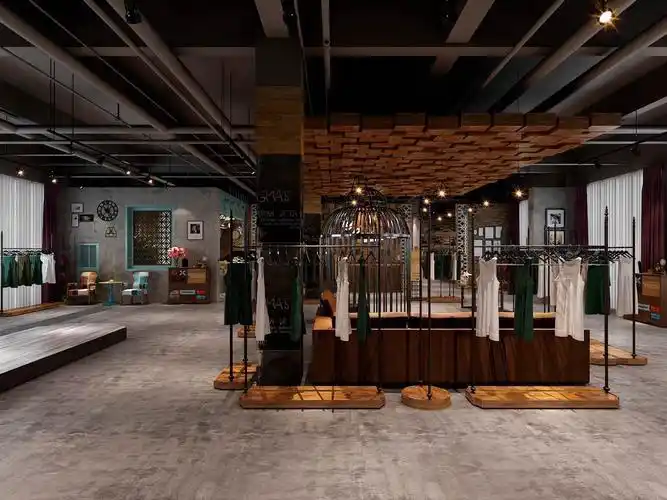 复古装修服装店铺装修图片特色服装店装修案例效果图130平米