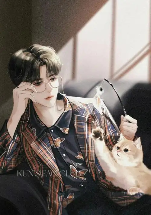 粉丝手绘的蔡徐坤漫画像氛围感