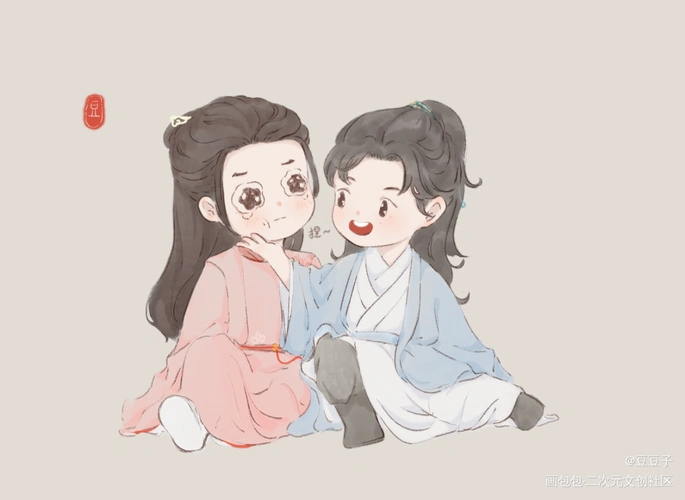 师兄宠溺的捏捏脸～_山河令温周剧版周子舒剧版温客行古风平涂q版同人