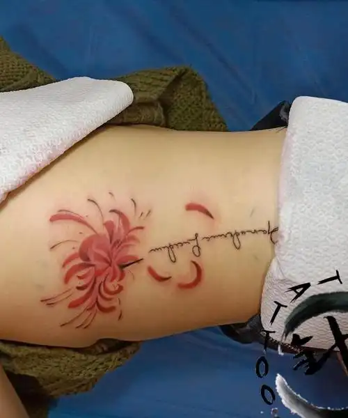 彼岸花 侧腰_纹身图案手稿图片_呵呵的纹身作品集