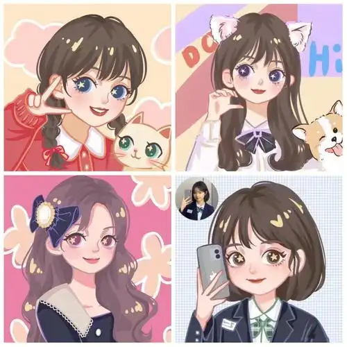 手绘头像q版手绘毕业照插画班级集体照星星