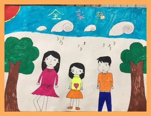 4人全家福儿童画 4人全家福儿童画上面写英文版