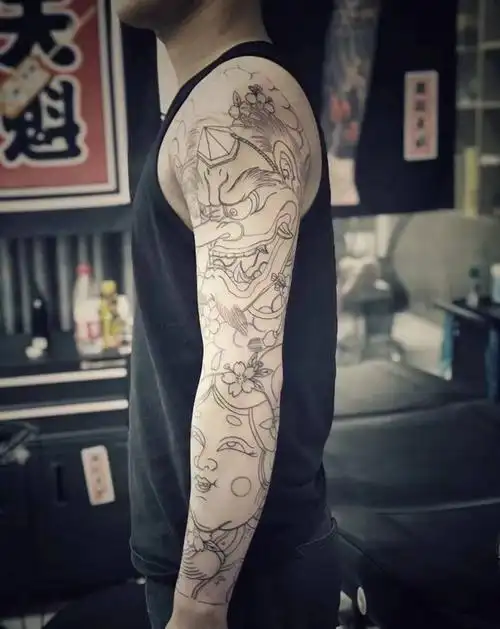 天狗阿多福纹身图片_手臂纹身图案
