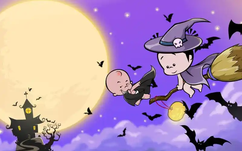 可爱卡通万圣节图片宽屏电脑桌面主题壁纸(2)