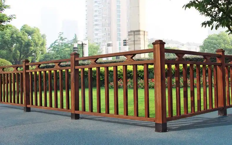 防腐木护栏实木户外室外碳化木栅栏庭院隔断别墅露台木围栏木栏杆蓝