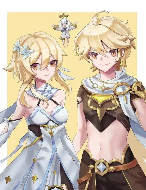 原神/ 空&荧|cinnamon的pixiv原神插画图片