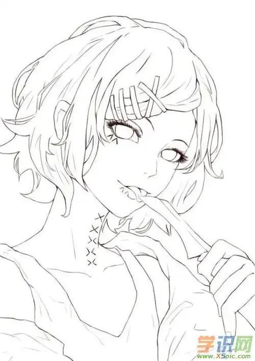 铅笔画卡通人物女生作品