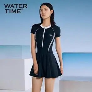 watertime泳衣女夏游泳馆专用连体保守裙式显瘦遮肚清仓特价