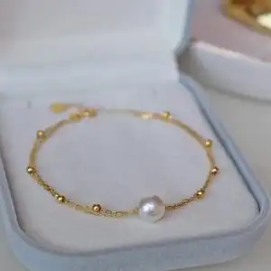 18k金双层手链卡地亚黄金精致日本海水akoya珍珠手链女送礼高级