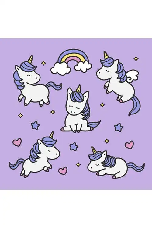 ai矢量手绘卡通梦幻独角兽元素