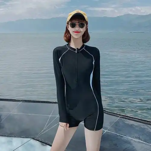 遮肚显瘦泳衣保守长袖连体专业运动温泉游泳衣女夏2021b年新款时