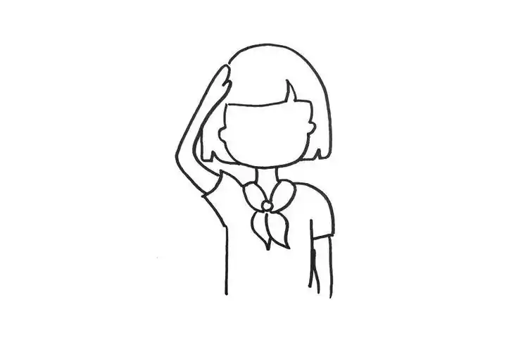 少先队员敬礼怎么画-图2少先队员敬礼怎么画-图1简笔画作品完成图