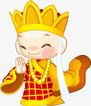 本作品全称为《黄色卡通风可爱微笑的唐僧创意元素》,在整个配色上