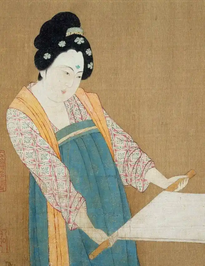 宋徽宗摹张萱《捣练图》|捣练图|张萱|仕女画_新浪新闻