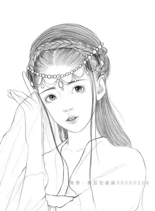 高能多图!古风汉服人物手绘线稿